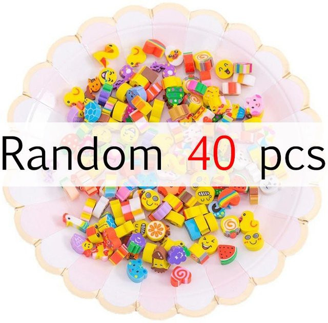 ZYF Mini-Radiergummi-Set mit verschiedenen Cartoon-Motiven wie Tieren, Weltraum, Früchten und Geschirr in Multicolour - Bild 1