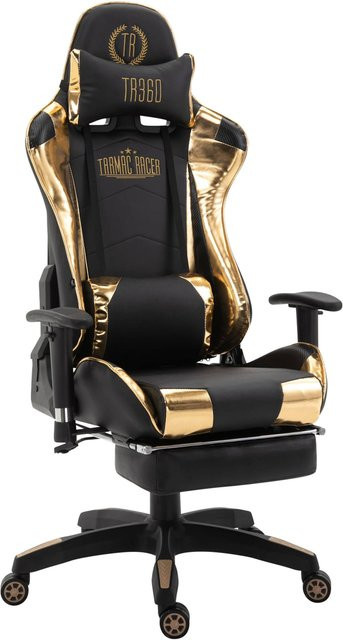 TPFLiving Racing Bürostuhl Turbine Gaming Chair mit Fußablage Schwarz/Gelb - Bild 1