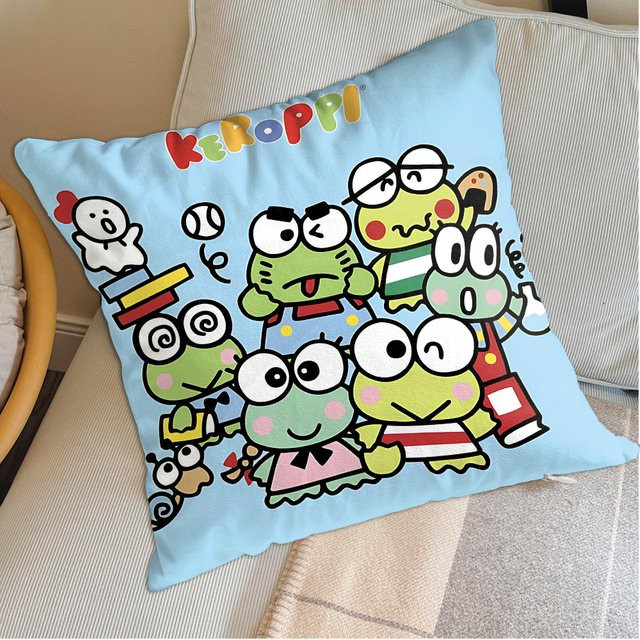 MINISO Keroppi Kawaii Kissenbezug Blau, B/H: 40 x 40 cm - Bild 1