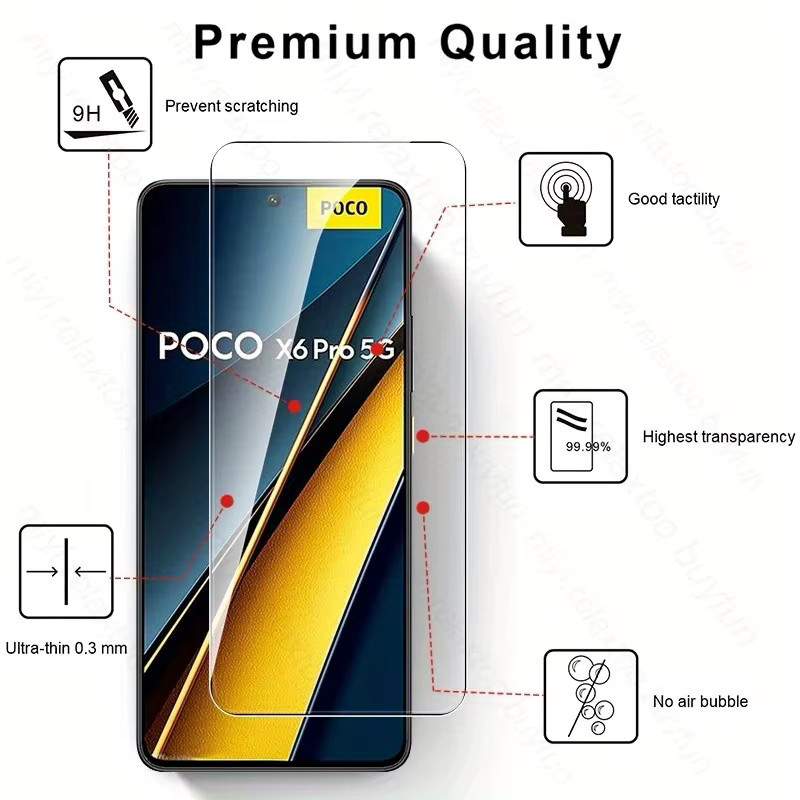4 Stück Xiaomi Poco X6 Pro 5G Displayschutzfolie aus gehärtetem Glas, transparent - Bild 3