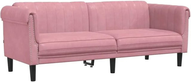 vidaXL 3-Sitzer Sofa in Rosa aus Samt mit Massivholzrahmen und Armlehnen, Breite: 203 cm, Tiefe: 77 cm, Höhe: 74 cm - Bild 1