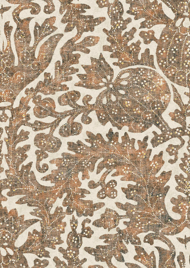 Lewis & Wood Tapete Pomegranate in Amber und Brown mit floralem Vintage-Design und botanischem Muster, Breite: 134 cm - Bild 1