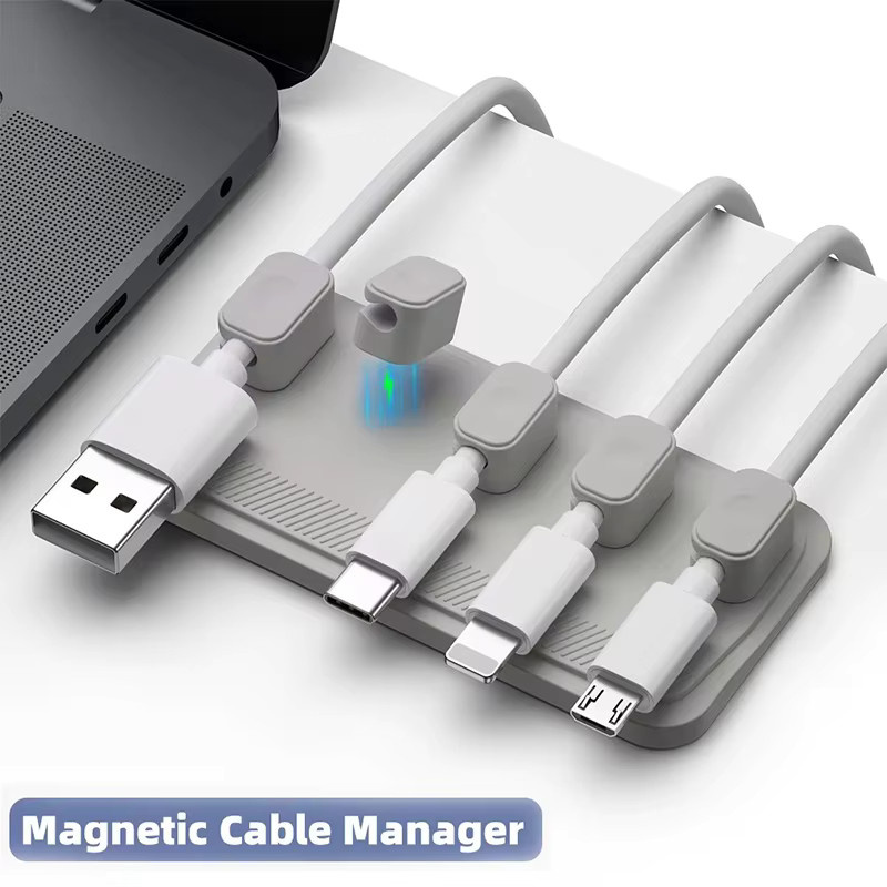 KAFNHCKA Magnetische Kabelklemme aus Silikon in Blau für Desktop und Büro zur Kabelorganisation - Bild 1