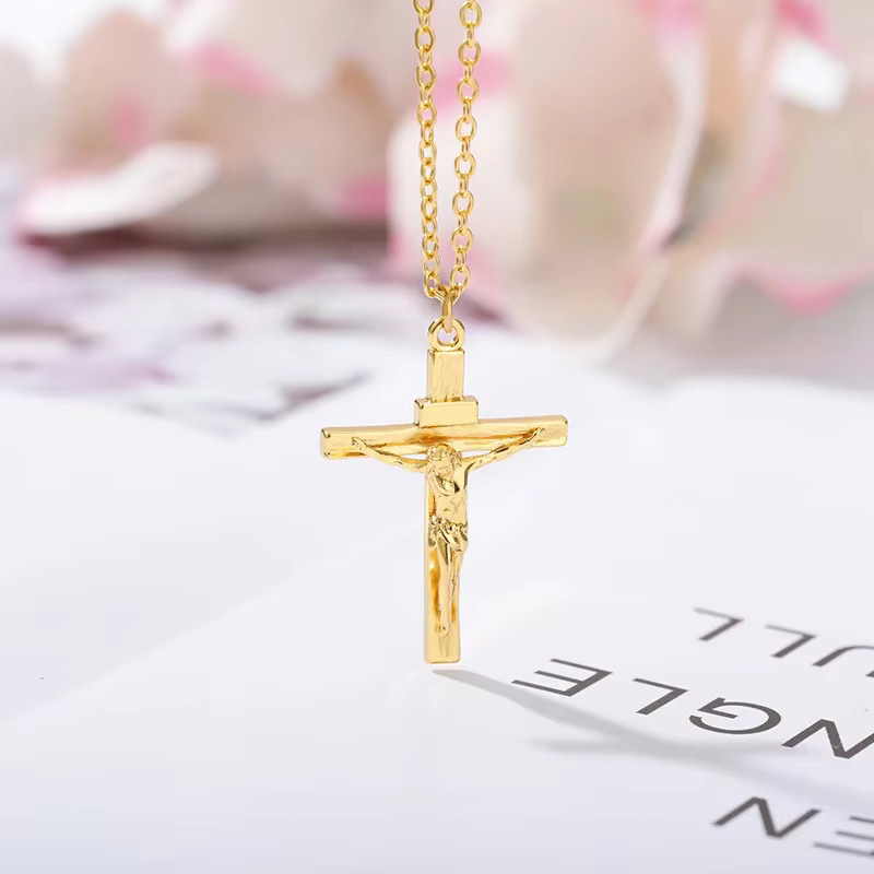 BAUTOBVC Halskette mit Kreuz Anhänger, Edelstahl, Gold, Unisex - Bild 3