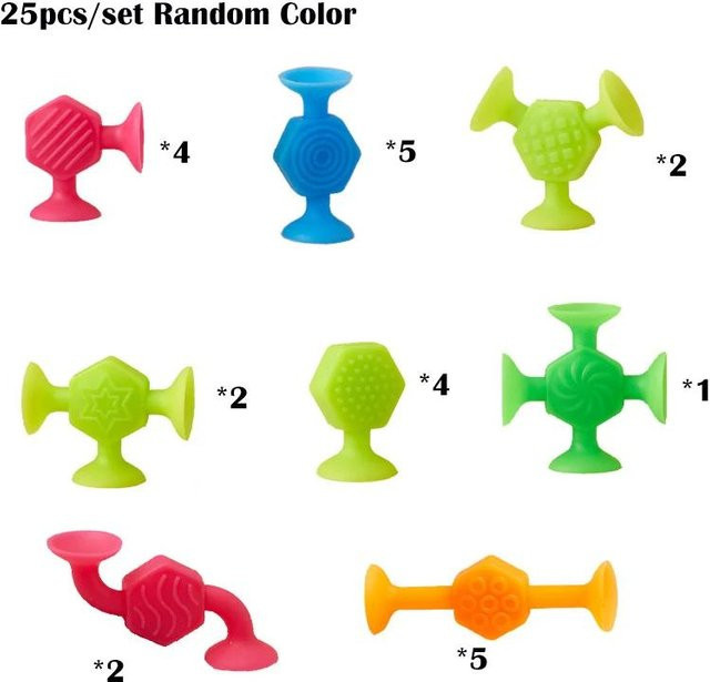 Linyi toy Saugnäpfe Stapelspielzeug 25-teiliges Set Silikon Bunt - Bild 1