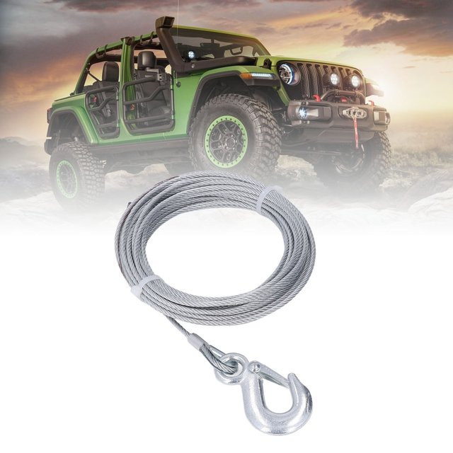 ESTINK Ersatz-Winden-Drahtseil aus Edelstahl, verzinkt, Farbe: Silber, Durchmesser: 4 mm, Länge: 12 m, Tragkraft: 2000 Pfund - Bild 1