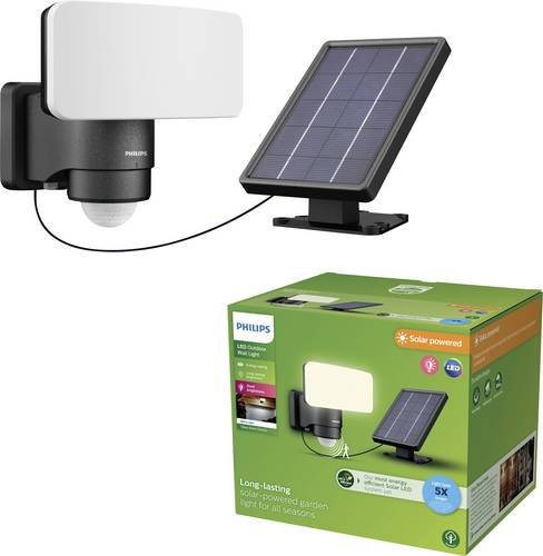 Philips Tylus Solar LED Außenwandleuchte mit Bewegungsmelder, 6W, Schwarz - Bild 1