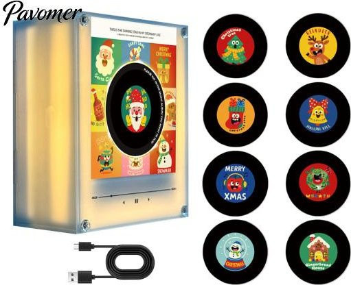 HonorBond Plattenspieler Magnet Set mit 9 programmierbaren Platten, 128MB Speicher und LED Nachtlicht, Multicolor und Transparent - Bild 1