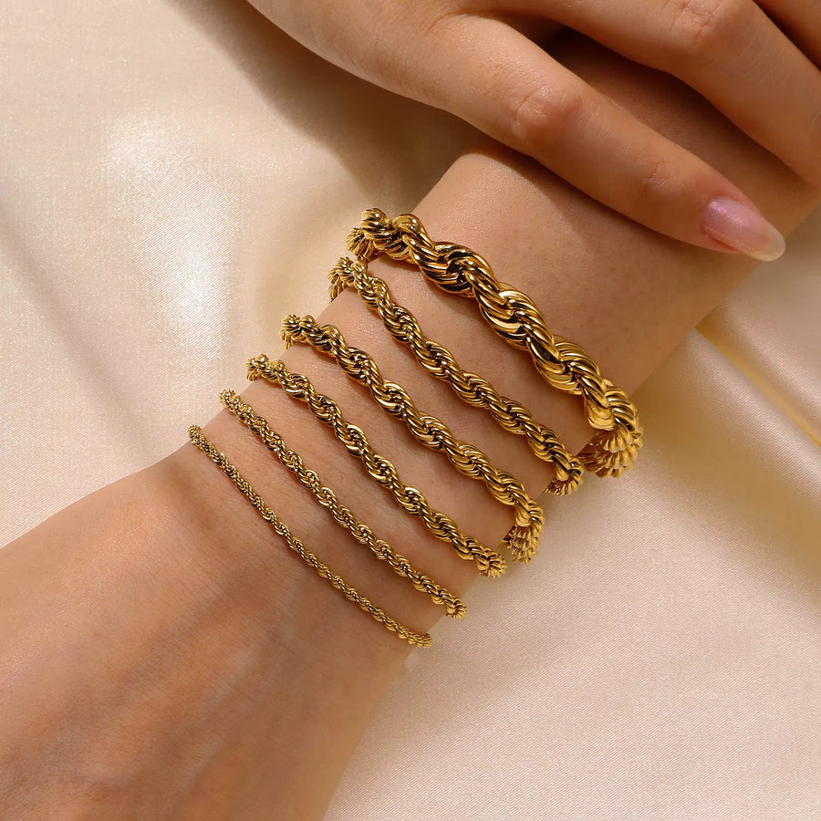 LUXUKISSKIDS Armband Edelstahl, Twist Ketten, Gold Silber, Unisex - Bild 2