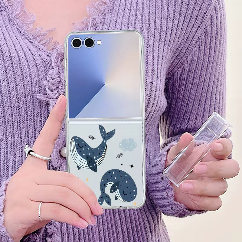 Dolphins Turtles Klare Handyhülle für Samsung Galaxy Z Flip 7 FE 6 5 4 3 5G Transparent Hard Cover - Bild 3