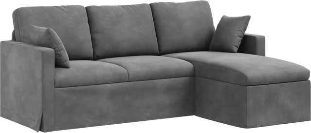 vidaXL Ecksofa aus Samt in Dunkelgrau mit Metallrahmen, B/T/H: 198 x 134 x 80 cm - Bild 1