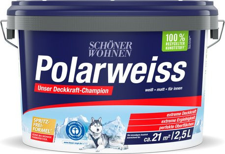 Schöner Wohnen Innenfarbe Polarweiss Matt, Weiß, 2,5 l - Bild 1