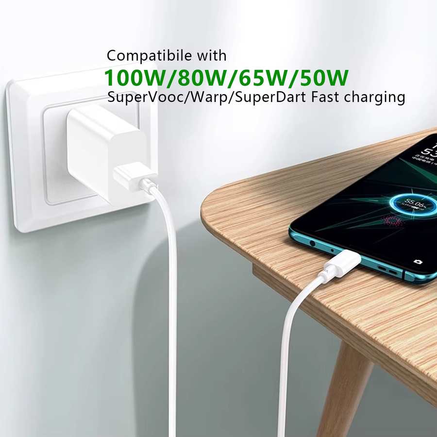 Tonsiny USB-A auf USB-C Schnellladekabel 100 W in Weiß für Oppo Reno12 Find X8 OnePlus 12 Nord N30 und Realme 13/14 - Bild 3