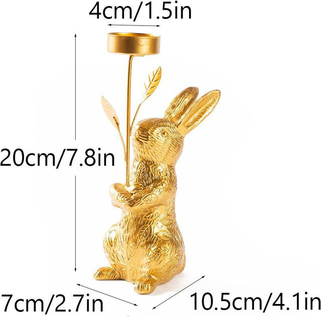 Osterhasen Kerzenständer von Yiran Furniture in Gold als dekoratives Harzhandwerk für Wohnzimmer und Restaurant - Bild 1