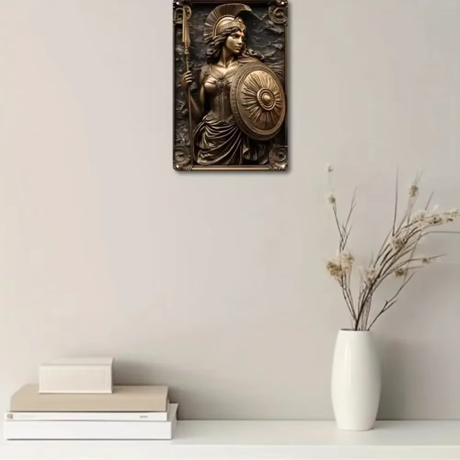 CIFBUY Wanddekoration Athena Griechische Mythologie Kunstschild aus Aluminium in Bronze, B/H: 30 x 30 cm - Bild 2