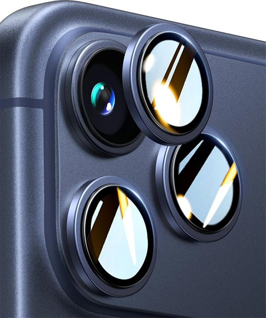 NYFundas Kamera Objektiv Schutz Glas Abdeckung für iPhone 17 Pro Max, 16 Pro, 15 Pro, 14 Pro, 13 Pro, 12 Pro in Schwarz oder Silber - Bild 1