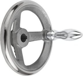 KIPP Handrad DIN 950 Ø 80 aus Grauguss mit Passbohrung 12H7 in Silber - Bild 1