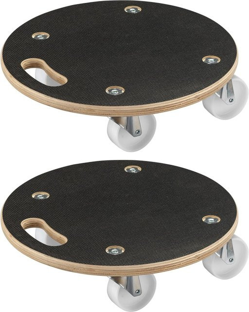 Wiltec 2er Set Transportroller Rund in Schwarz, Durchmesser: 38 cm, Tragkraft: 250 kg, Umzugshilfe aus Kunststoff - Bild 1