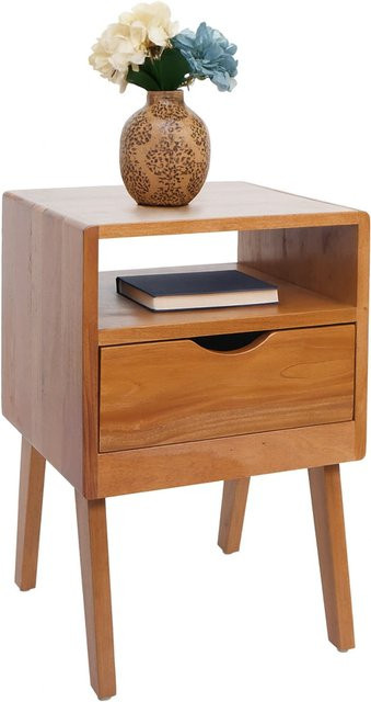 Nachttisch MCW-P16 Kommode mit Schublade und Fach in Braun, B/T/H: 64 x 42 x 40 cm - Bild 1