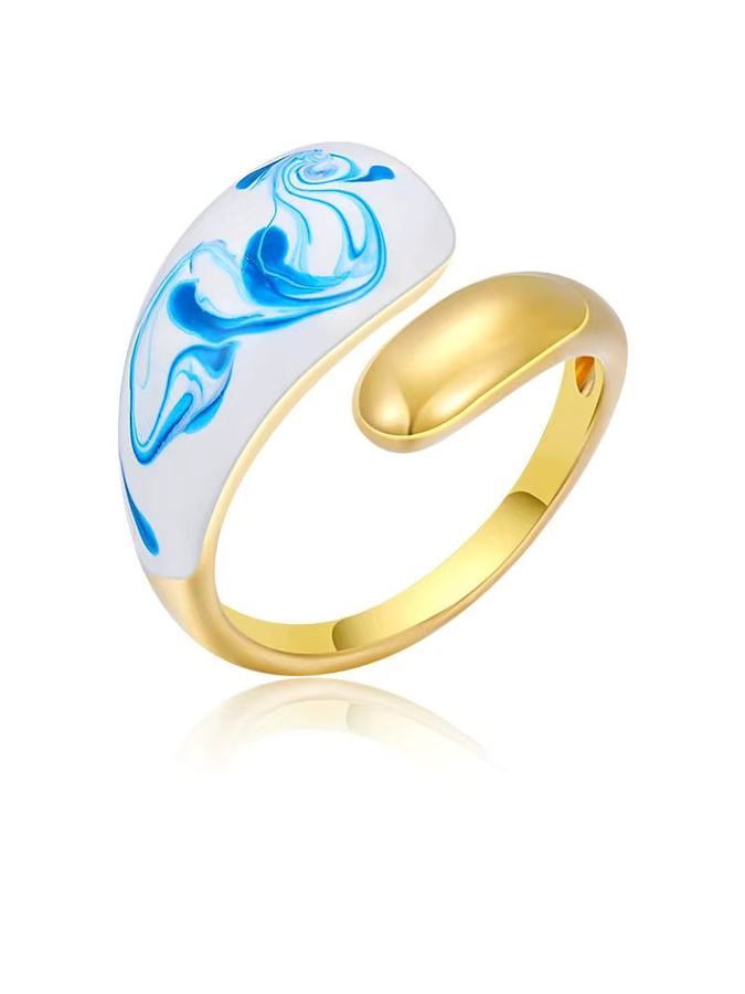 Erpels Fingerring, blaue Blume Emaille, Edelstahl, Damen - Bild 3