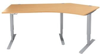 Schäfer Shop Genius Winkelschreibtisch AERO FLEX, elektrisch höhenverstellbar, 135° Winkel rechts, Buche/weißalu, B: 216,5 cm - Bild 1