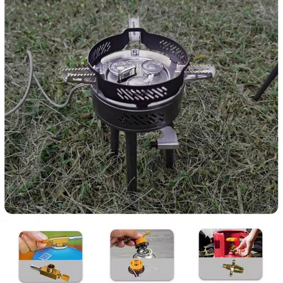 SmiloDon Outdoor-Gasherd mit 8800 W Leistung, faltbarer und zweiteiliger Camp-Gasbrenner für Camping und Picknick, winddicht und höhenverstellbar - Bild 3