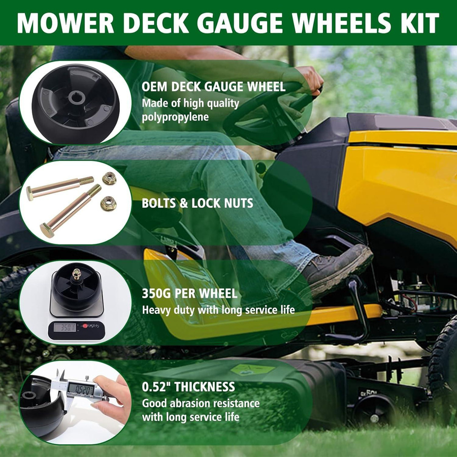 SHTAZKIA 2er-Pack Rasenmähermähwerk Höhenräder Ersatzset mit Schrauben für Cub Cadet 734-04155 und Toro 112-0677 72-025 210-275 aus Polypropylen - Bild 6
