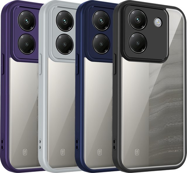 Xiaomi Poco M7 Pro Handyhülle mit transparenter matter Rückseite und Stoßfänger-Schutz aus Silikon und Hartmaterial - Bild 1