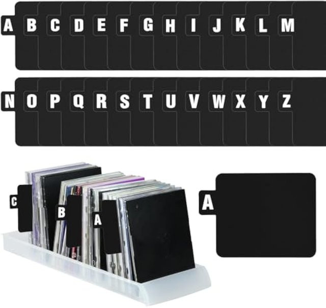 26-teiliges Schallplatten-Trennblatt-Set in Schwarz aus Kunststoff mit alphabetischen A-Z Tabs zur Organisation deiner Vinyl-Sammlung - Bild 1