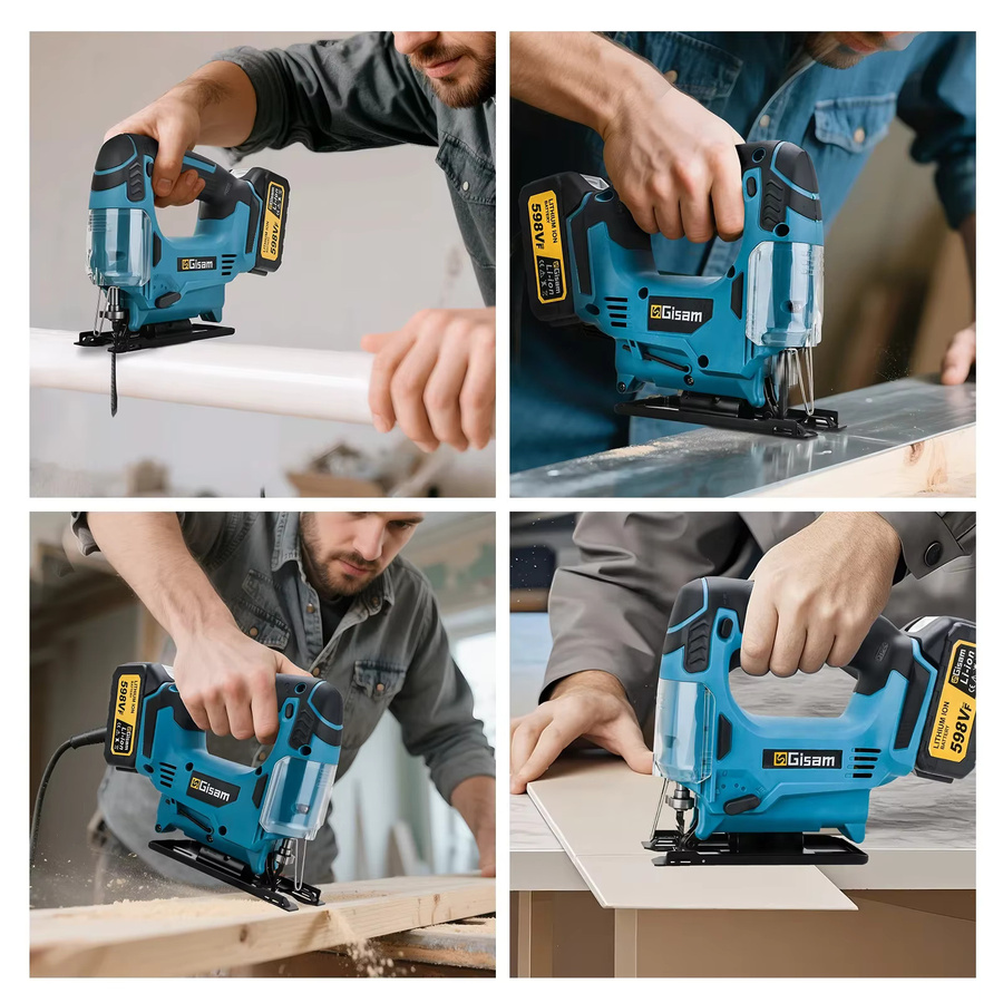 Gisam Bürstenlose elektrische Stichsäge mit 6000 U/min und variabler Geschwindigkeit für Makita 18V Akku, verstellbares Sägeblatt, 26mm - Bild 4