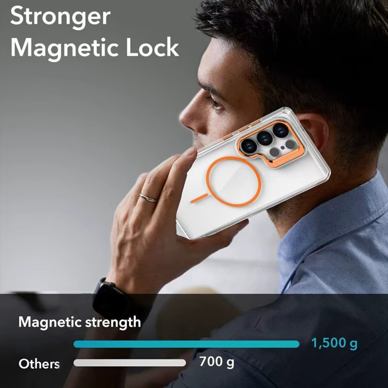 NUCWIN Magnetische Acryl-Schutzhülle für Samsung Galaxy S26 Ultra S25 Edge S24 S23 S22 Ultra Plus FE A55 A57 mit Metall-Objektivhalterung, Transparent/Schwarz - Bild 5