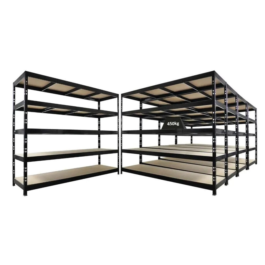 PROREGAL Rhino Schwerlastregal Schwarz mit 5 verstellbaren Spanplatten-Ebenen, B/H/T: 200 x 240 x 70 cm - Bild 2