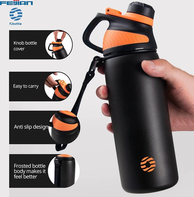 Fjbottle Thermosbecher aus Edelstahl mit magnetischem Deckel, auslaufsicher, 1000 ml, Green und Black - Bild 1