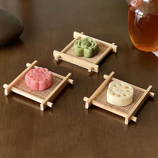 Bambus-Erfrischungstablett aus geflochtenem Bambus für Dim Sum, Gebäck und Teezubehör - Bild 1