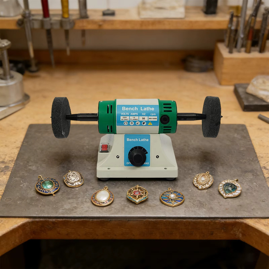 Tischpoliermaschine 320W mit variabler Geschwindigkeit in Grün für Schmuck, Metall und Holz, 220V mit Rollen - Bild 4