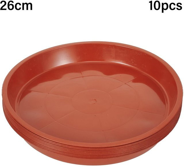 10er Set Star Garden Blumentopf Untersetzer aus Kunststoff in Rot und Braun, Durchmesser: 26 cm - Bild 1