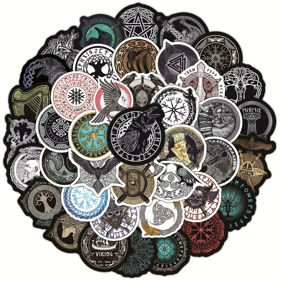 GOGOTU Totem-Symbol-Runen-Wikinger-Aufkleber, 50-teiliges Set, multicolour - Bild 2
