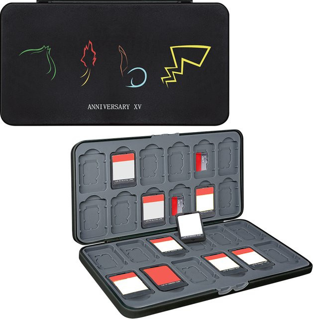 LOKPAD Spielkarten-Aufbewahrungsbox in Schwarz mit 24 Fächern für Spielkarten und 24 Fächern für Micro-SD-Karten, passend für Nintendo Switch, Lite und OLED - Bild 1
