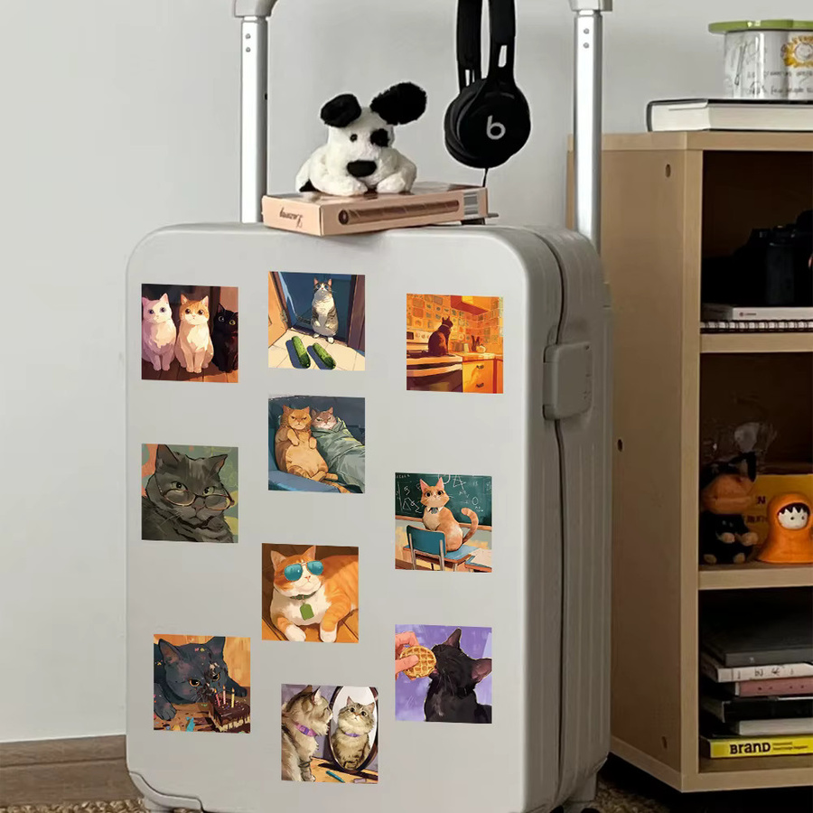 500 Stück Cartoon Katzen Rollaufkleber in Multicolour für Handy, Scrapbook und DIY-Projekte, wasserfeste ästhetische Aufkleber - Bild 5