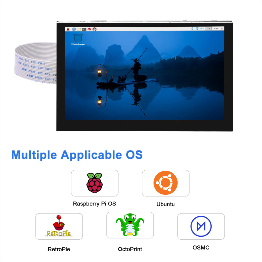 OSOYOO 5 Zoll kapazitiver Touchscreen LCD-Display-Monitor für Raspberry Pi 5 4 2 3 3B+ in Schwarz - Bild 3