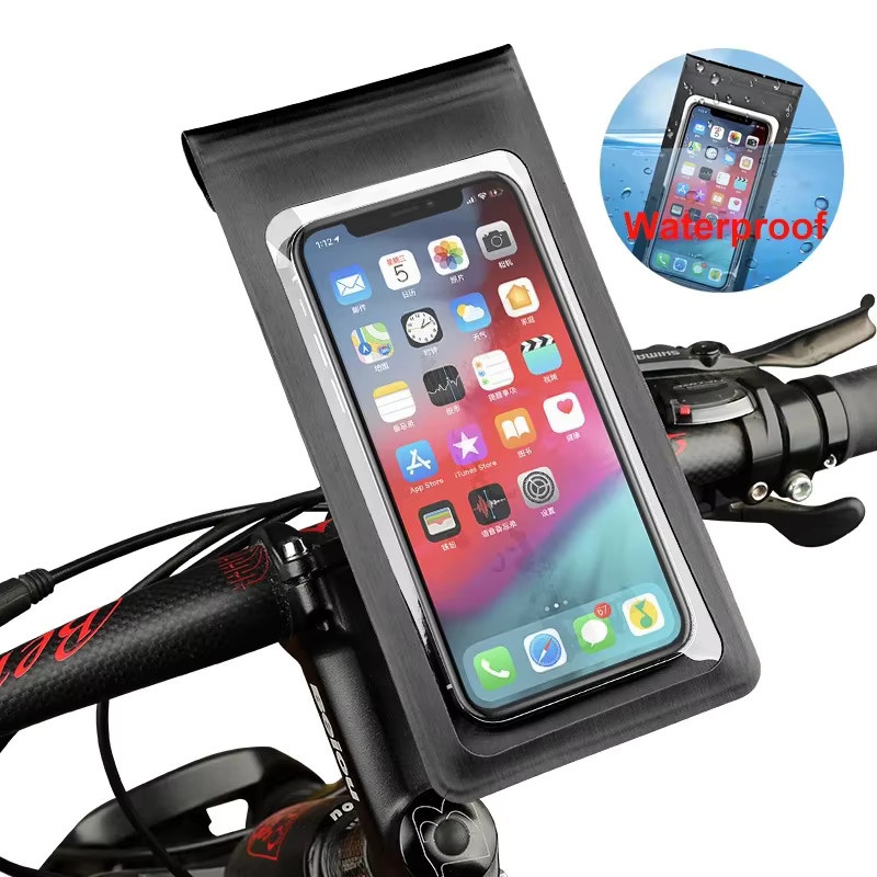 VIKEFON Fahrrad- und Motorradhalterung aus wasserdichtem TPU in Schwarz für 6,5 Zoll Smartphones mit Touchscreen-Funktion und Griffinstallation - Bild 2