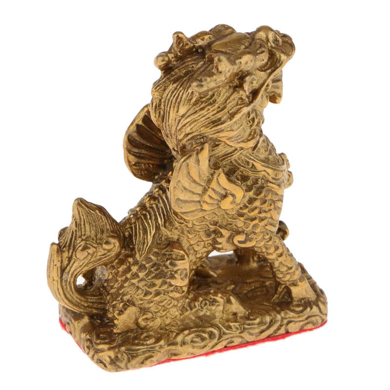 Kesoto Feng Shui Ornament Chi Lin Kylin Statue in Gold aus Metall für Wohnzimmer und Büro - Bild 4