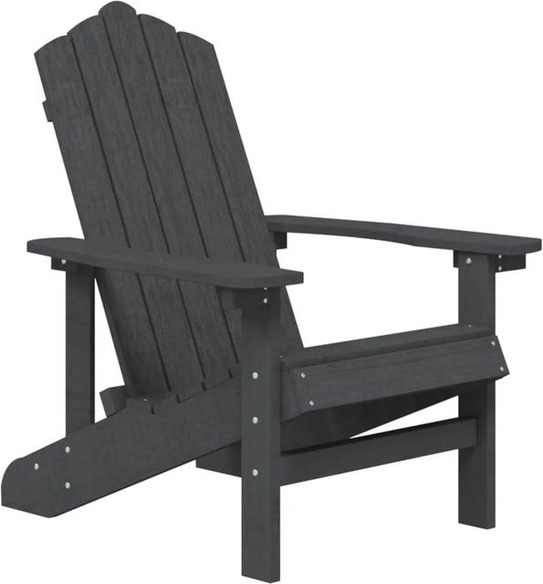 Furnicato Adirondack Gartenstuhl aus HDPE in Anthrazit mit Metallrahmen und Armlehnen - Bild 1