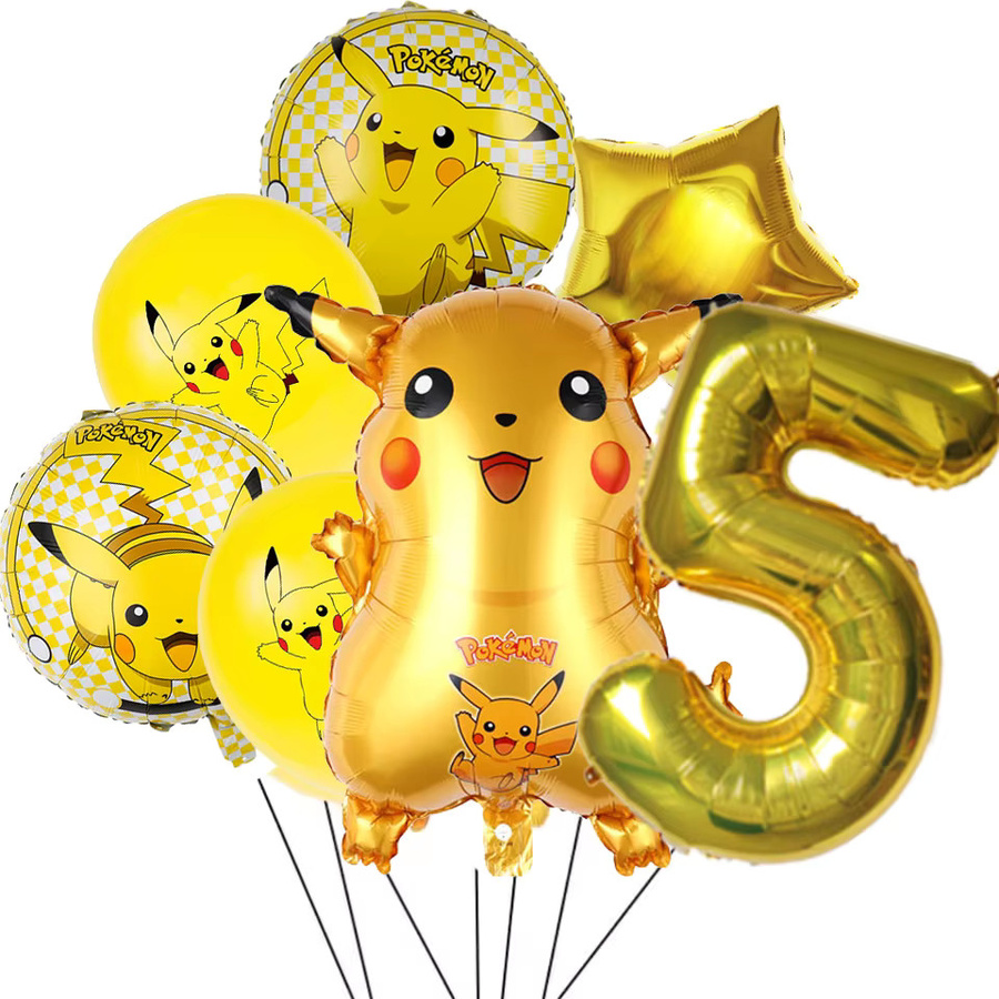 7-teiliges Pokemon Ballon-Set von Potdemiel mit Pikachu und Glumanda als Aluminiumfolien-Ballons für deine Anime Geburtstagsparty - Bild 2