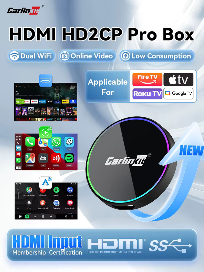 CarlinKit HD2CP Pro 3-in-1 Smart Car Box für Wireless Android Auto, CarPlay und HDMI 2K Video Streaming in Schwarz - Bild 7