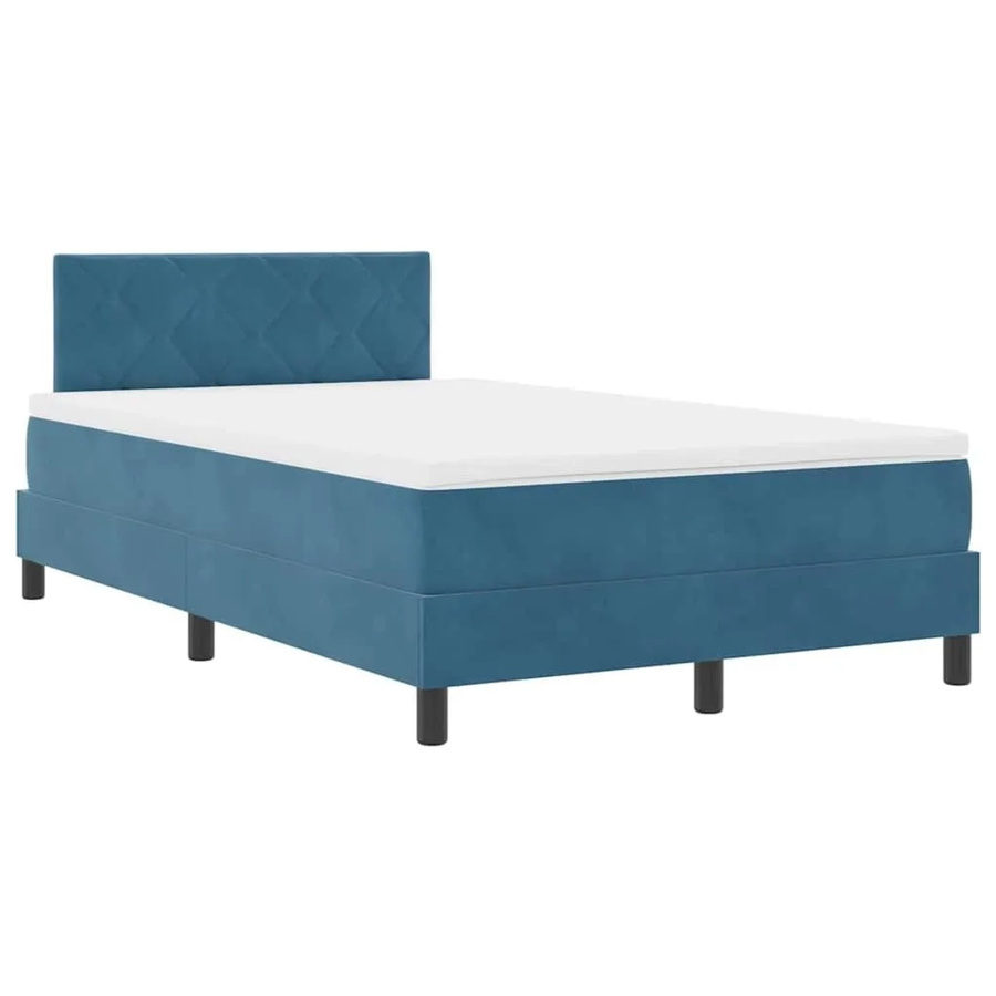vidaXL Boxspringbett mit Matratze in Dunkelblau, modernes Polsterbett aus Stoff, Breite: 120 cm, Tiefe: 193 cm, Höhe: 88 cm - Bild 2