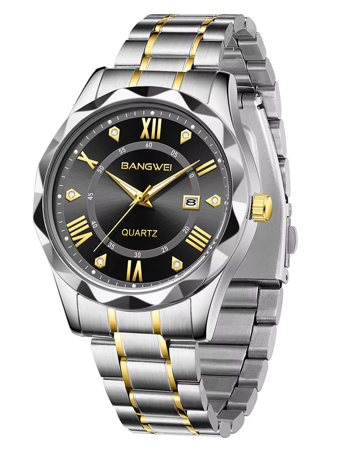 LIGE Armbanduhr Quarz, Edelstahl, Schwarz, Herren, Datum - Bild 7