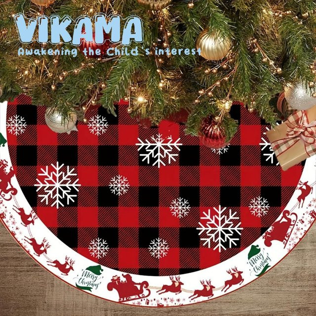 VIKAMA Weihnachtsbaumrock im rustikalen Bauernhausstil, rot kariert, Textil - Bild 1