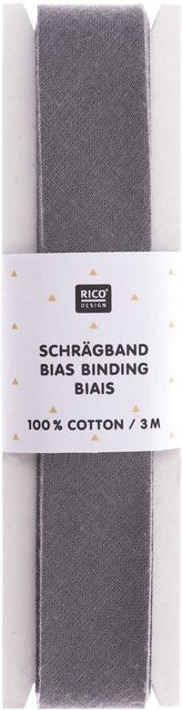 Rico Design Schrägband aus Baumwolle Grau Breite: 2 cm, Länge: 3 m - Bild 1