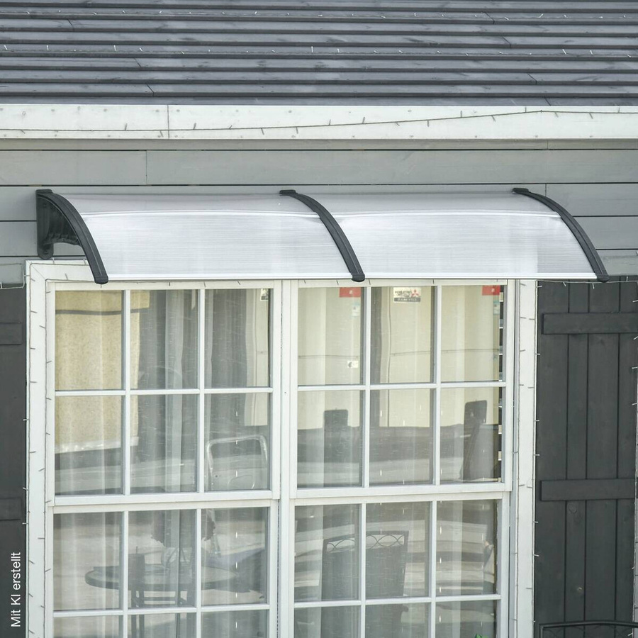 Outsunny Pultvordach für die Haustür in Schwarz mit transparentem Polycarbonat-Dach, UV- und Regenschutz, B/H/L: 96 x 27 x 200 cm - Bild 2